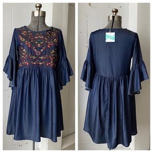 Umgee Only a few left Floral Emb Tencel BoHo Dress